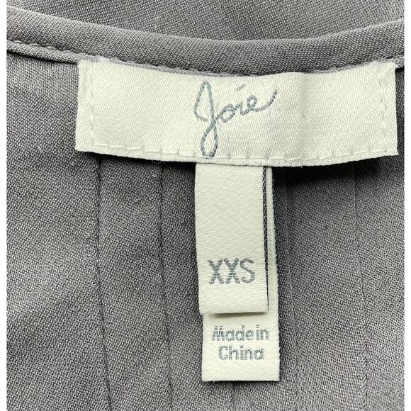 Joie Womens Silk Top Size XXS Gray Tassel Tie Boho Pintuck Blouse 3/4 Sleeve - Picture 4 of 5